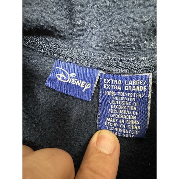 Vintage Disney Eeyore Zip Hoodie XL Blue Faux Fur Hood Cozy Graphic Jacket - Picture 7 of 8